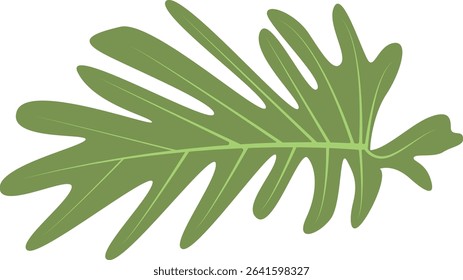 Tropical Leaves Illustration. Flat Cartoon Design of Plant and Flower. Isolated Vector