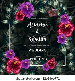 tropical leaves illustration for invitation design