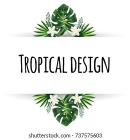 Tropical Leaves Illustration. Summer Vector Design Element, isolated on White Background.