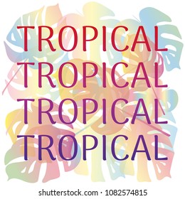Tropical leaves, jungle leaves, botanical vector illustration, set isolated on white background. Colorful leaves.