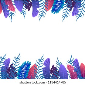 tropical leaves, jungle, colored, vector illustration, banner