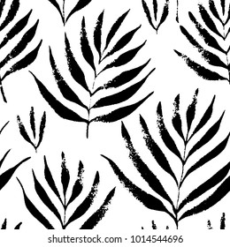 Tropical leaves, jungle pattern. Seamless, hand drawn, botanical pattern. Vector background.