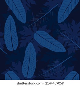 Tropical leaves, jungle leaves, seamless vector floral pattern, abstract background.
