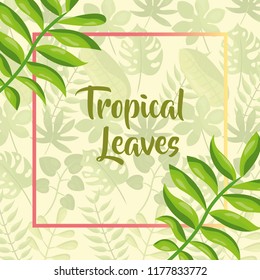 tropical leaves label template exotic branches