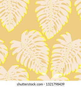 Tropical leaves monstera pattern. Tropical seamless pattern with leaf monstera.