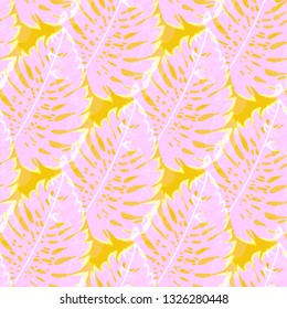 Tropical leaves monstera pattern. Tropical seamless pattern with leaf monstera.