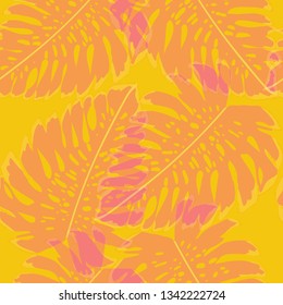 Tropical leaves monstera pattern. Tropical seamless pattern with leaf monstera.