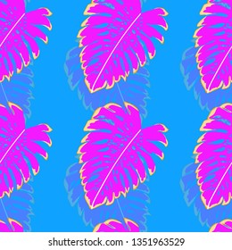 Tropical leaves monstera pattern. Tropical seamless pattern with leaf monstera.