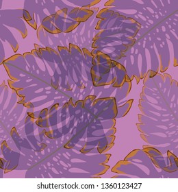 Tropical leaves monstera pattern. Tropical seamless pattern with leaf monstera.