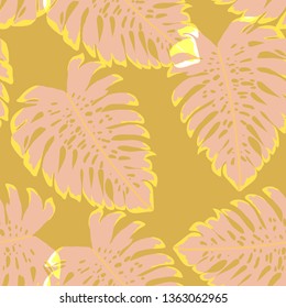 Tropical leaves monstera pattern. Tropical seamless pattern with leaf monstera.