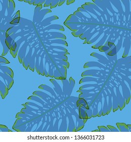 Tropical leaves monstera pattern. Tropical seamless pattern with leaf monstera.