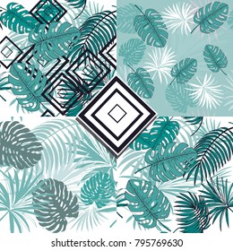 tropical leaves monstera seamless pattern collection