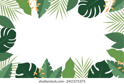 Tropical leaves. Nature background vector. Modern shape line art wallpaper. Foliage botanical tropical leaves design for summer background, banner, cards and prints. Vector Desing.