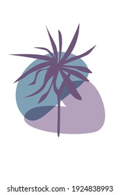 Tropical leaves on a branch in the jungle pattern background. Vector cartoon illustration