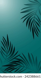 Tropical leaves on a dark green background. Vector banner with tropical leaves. Banner for internet, mobile screen vector.