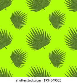 Tropical leaves on a green background, texture for design, seamless pattern, vector illustration