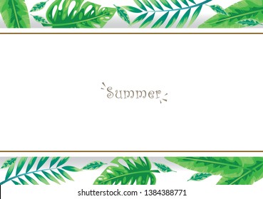 Tropical leaves on white background vector for decoration on summer events.