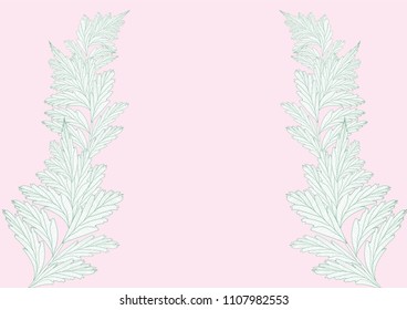 Tropical leaves outline background,Vector illustration.