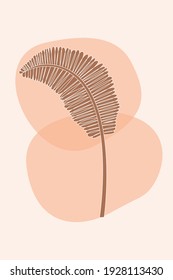 tropical leaves. Outline Modern Boho Minimalist Style. Vector Illustration. For printing on t-shirt, Web Design, beauty Salons, Posters, creating a logo.