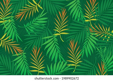 Tropical leaves palm background Vector