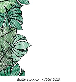 tropical leaves palm tree border decoration