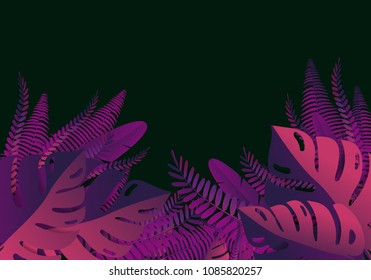 Tropical leaves. Paper cut style