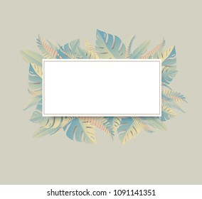 Tropical leaves. Paper cut style