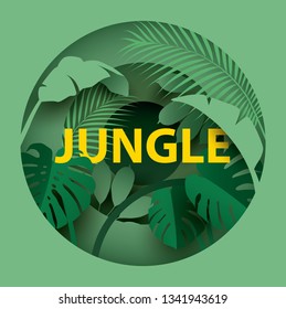 Tropical leaves . Paper cut style. Spring/Summer composition. Vector illustration