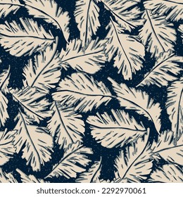 Tropical leaves patchwork grunge wallpaper abstract vector seamless pattern