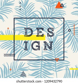 Tropical leaves pattern background. Colorful tropical poster design. Exotic leaves art print. Wallpaper, fabric, textile, wrapping paper vector illustration design
