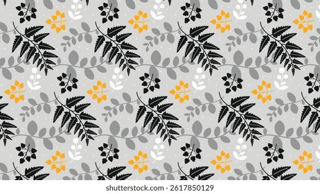 Tropical leaves pattern background. Tropical leaves illustration pattern. Tropical leaves background. Perfect for textile, fabric, print, greeting, wallpaper, many more. SSTKbackgrounds