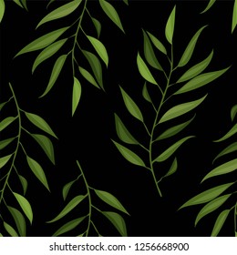  Tropical leaves pattern. Green leaf seamless. Artistic collage for floral print.