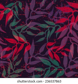 Tropical leaves pattern grunge texture.
