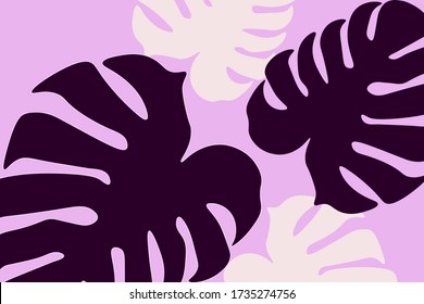 Tropical Leaves Pattern Hand Paimted. VectorPlant Garden Ornament. Greenery Houseplant Paint. Background Tropical Leaves Pattern Hand Paimted. Retro Palm Green 