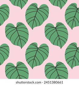 Tropisches Blattmuster, Dschungelblätter nahtlose Vektorgrafik Blumenmuster. Für Textilien. Sommerhintergrund in Pastellfarbe