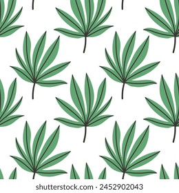 Patrón de hojas tropicales, hojas de selva patrón floral de Vector sin costuras. Para textiles. Fondo de verano en color pastel
