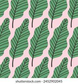 Patrón de hojas tropicales, hojas de selva patrón floral de Vector sin costuras. Para textiles. Fondo de verano en color pastel