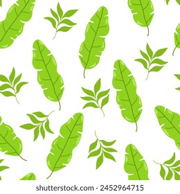 Tropical leaves pattern, jungle leaves seamless vector floral pattern. For textile. Summer background in pastel color