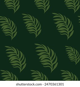 Patrón de hojas tropicales, patrón de verano de Vector sin fisuras de hojas de selva. Hermosa ilustración sobre fondo verde. Vector en color pastel.	