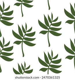 Tropical leaves pattern, jungle leaves seamless vector summer pattern. Beautiful illustration on white background. Vector in pastel color.