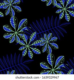 Tropical Leaves. Pattern Seamless with Asian
