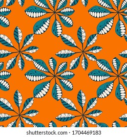 Tropical Leaves. Pattern Seamless with Asian