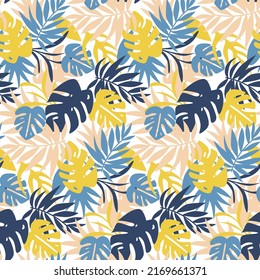 Tropical leaves pattern seamless. Design for fabric, wallpaper, wrapping, background.