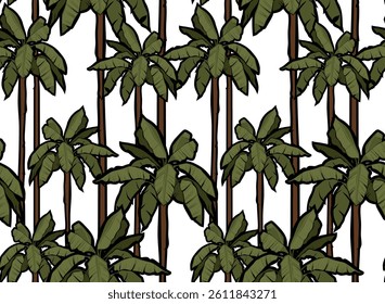 Tropical leaves pattern. Seamless exotic pattern