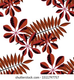 Tropical Leaves. Pattern Seamless with Indonesian