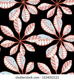 Tropical Leaves. Pattern Seamless with Indonesian