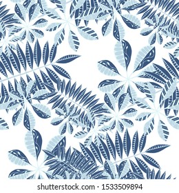 Tropical Leaves. Pattern Seamless with Indonesian