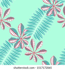 Tropical Leaves. Pattern Seamless with Turkish