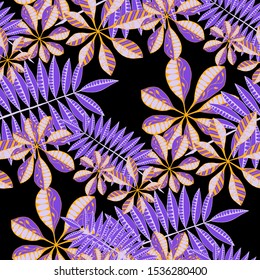 Tropical Leaves. Pattern Seamless with Turkish