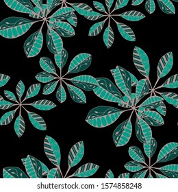 Tropical Leaves. Pattern Seamless with Turkish